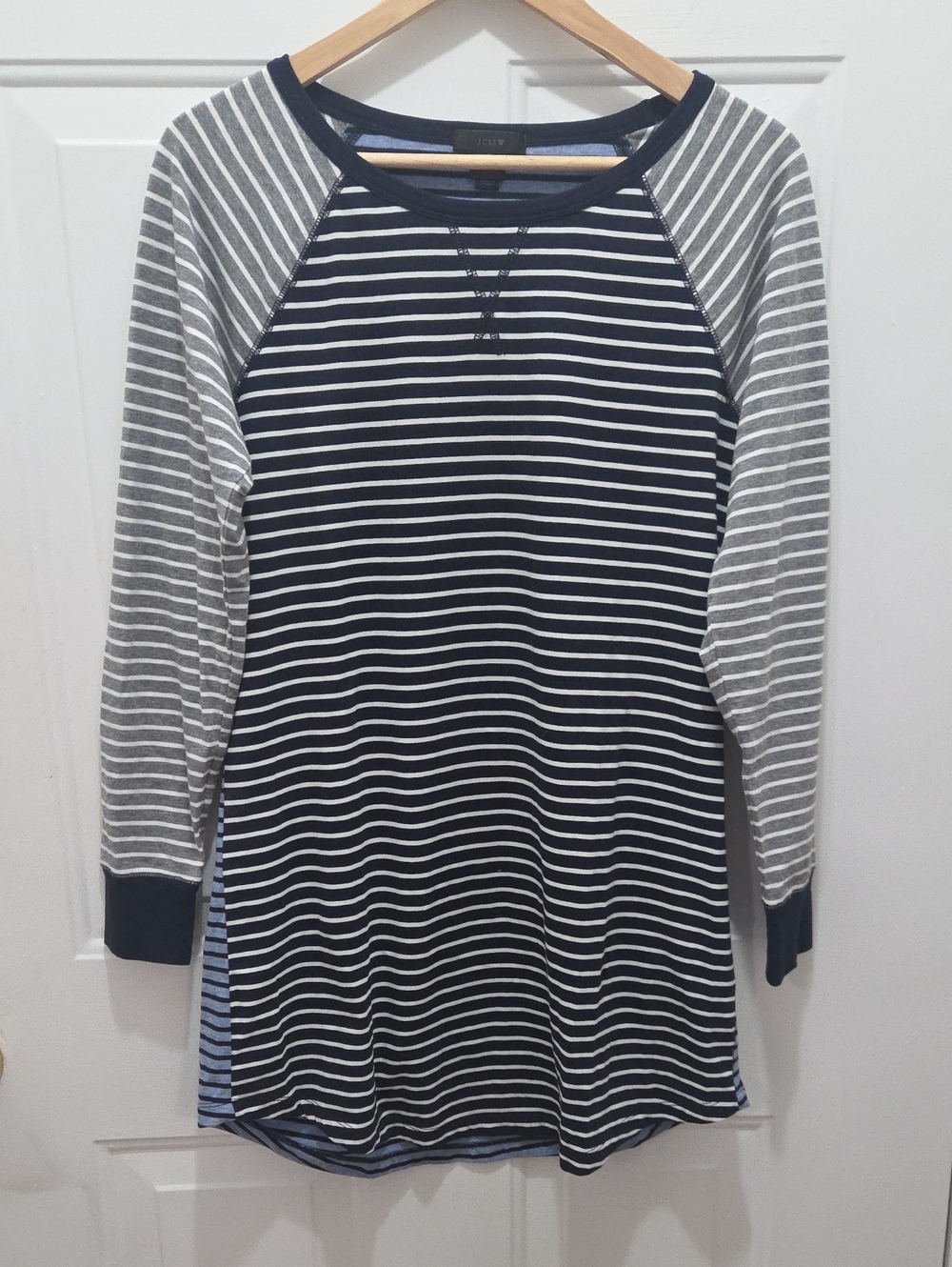 J. Crew Blue, Gray & White Striped T-shirt Dress S